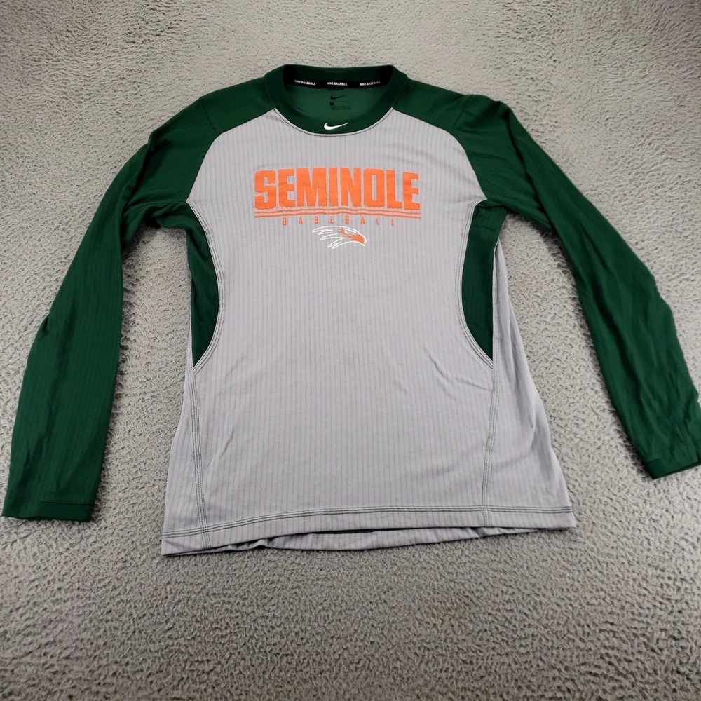 Nike baseball Shirt‎ Mens Large Gray green Long Sleeve